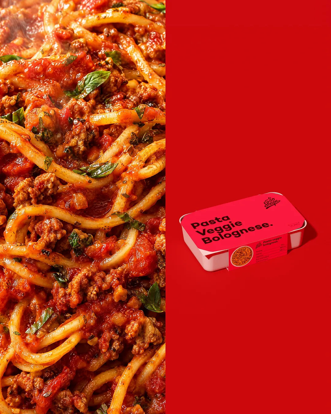 Plat So Shape Pasta Veggie Bolognese, texture et barquette