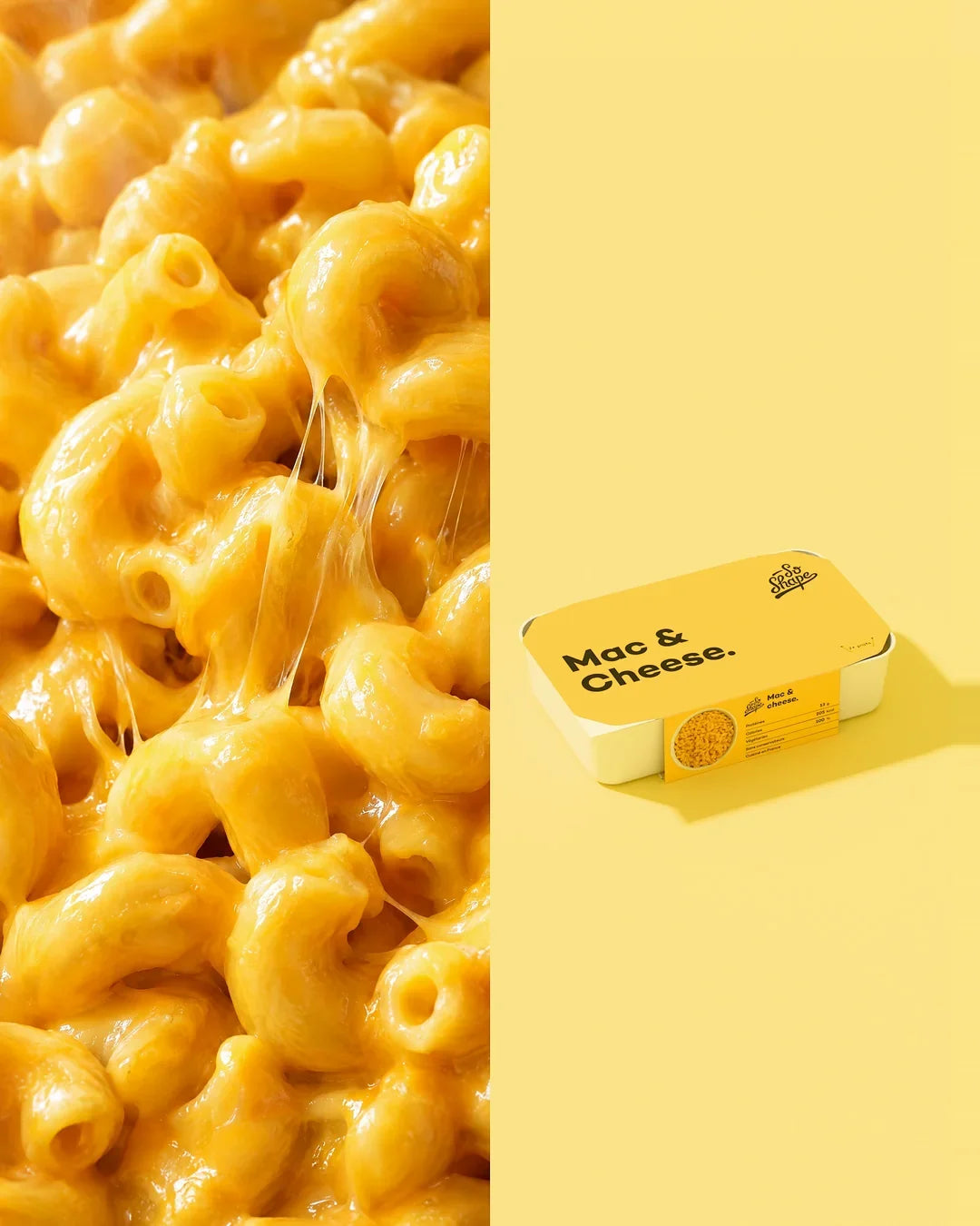 Plat So Shape Mac & Cheese, texture et barquette