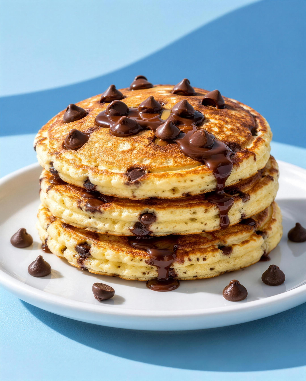 Des pépites de chocolat qui fondent sur des pancakes