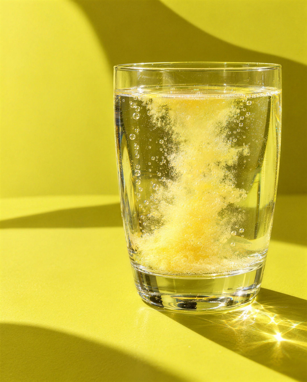 La poudre se dissout dans un verre d’eau
