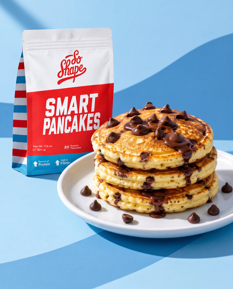 Des pancakes protéinés et le sachet Smart Pancakes