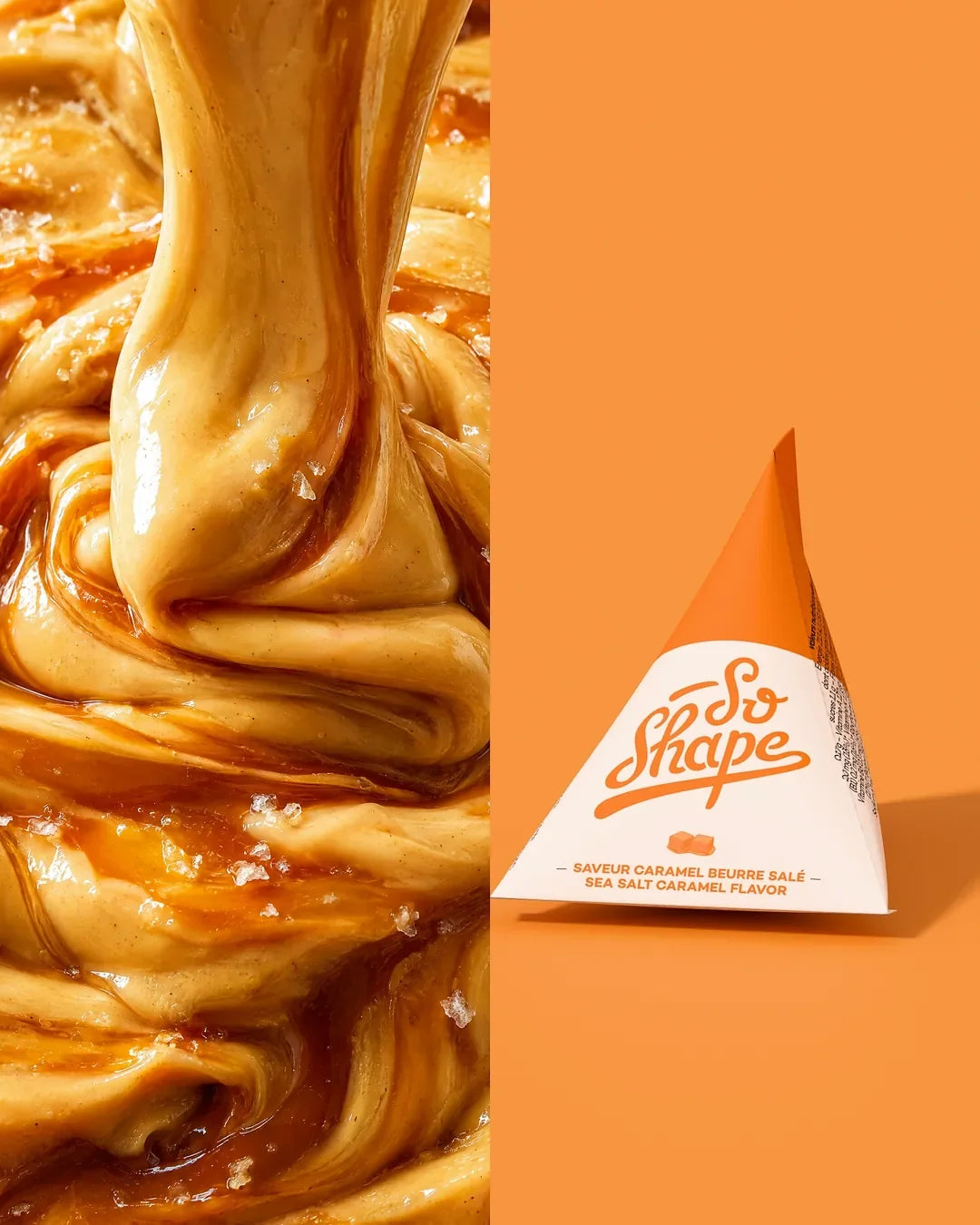 Shake So Shape saveur Caramel Beurre Salé, texture et berlingot