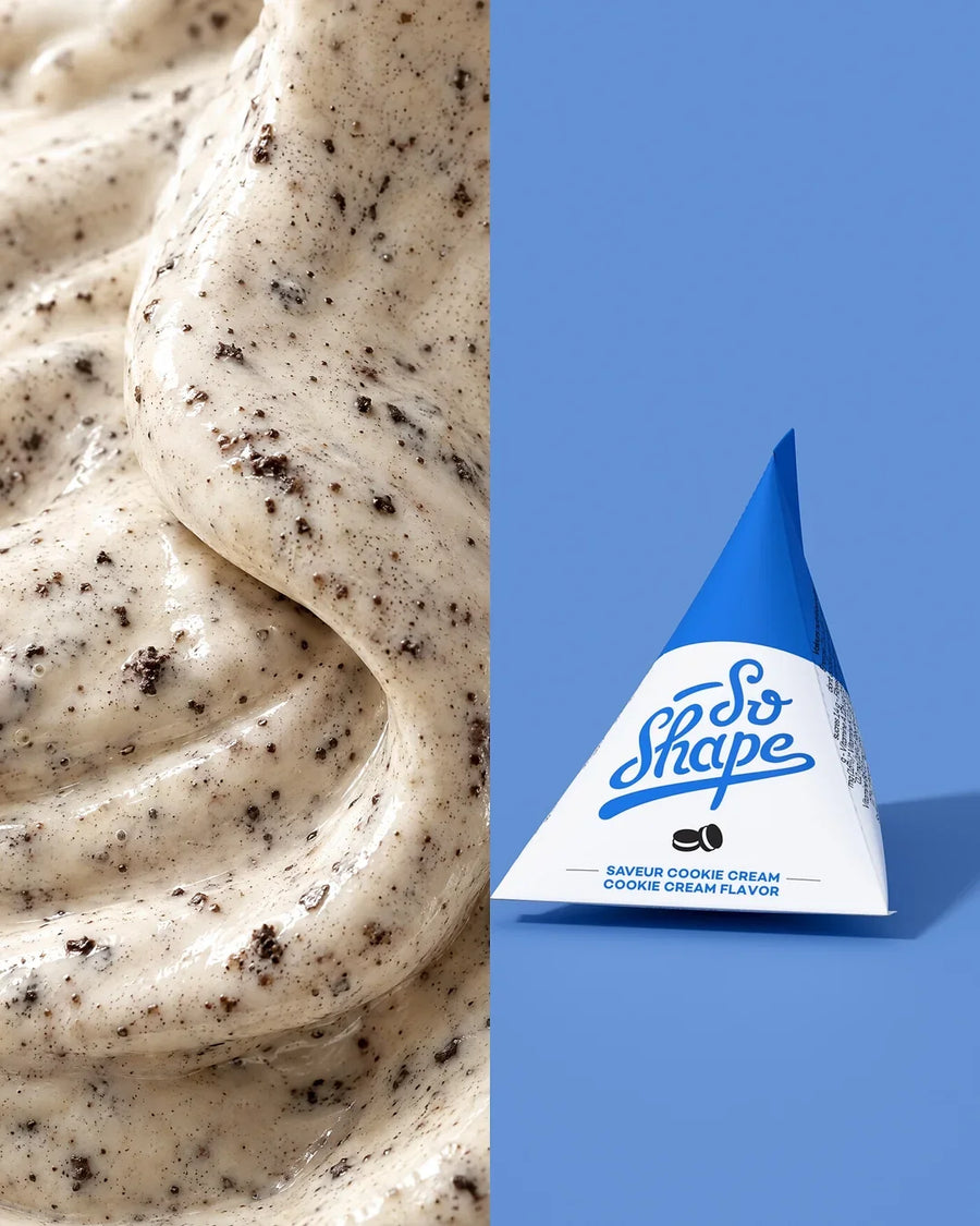 La texture du shake Cookie Cream et son berlingot