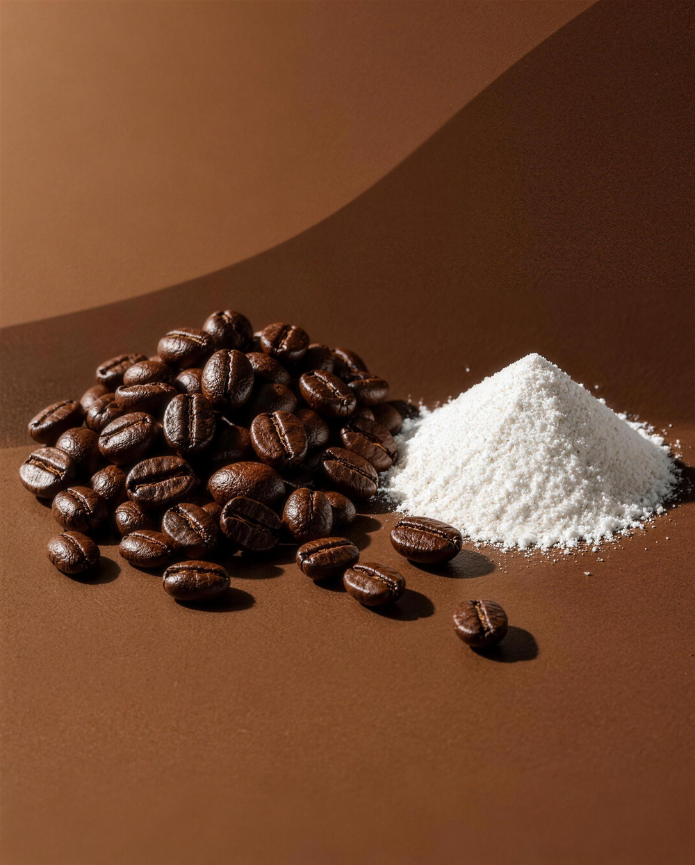 Des grains de café et de la poudre de collagène