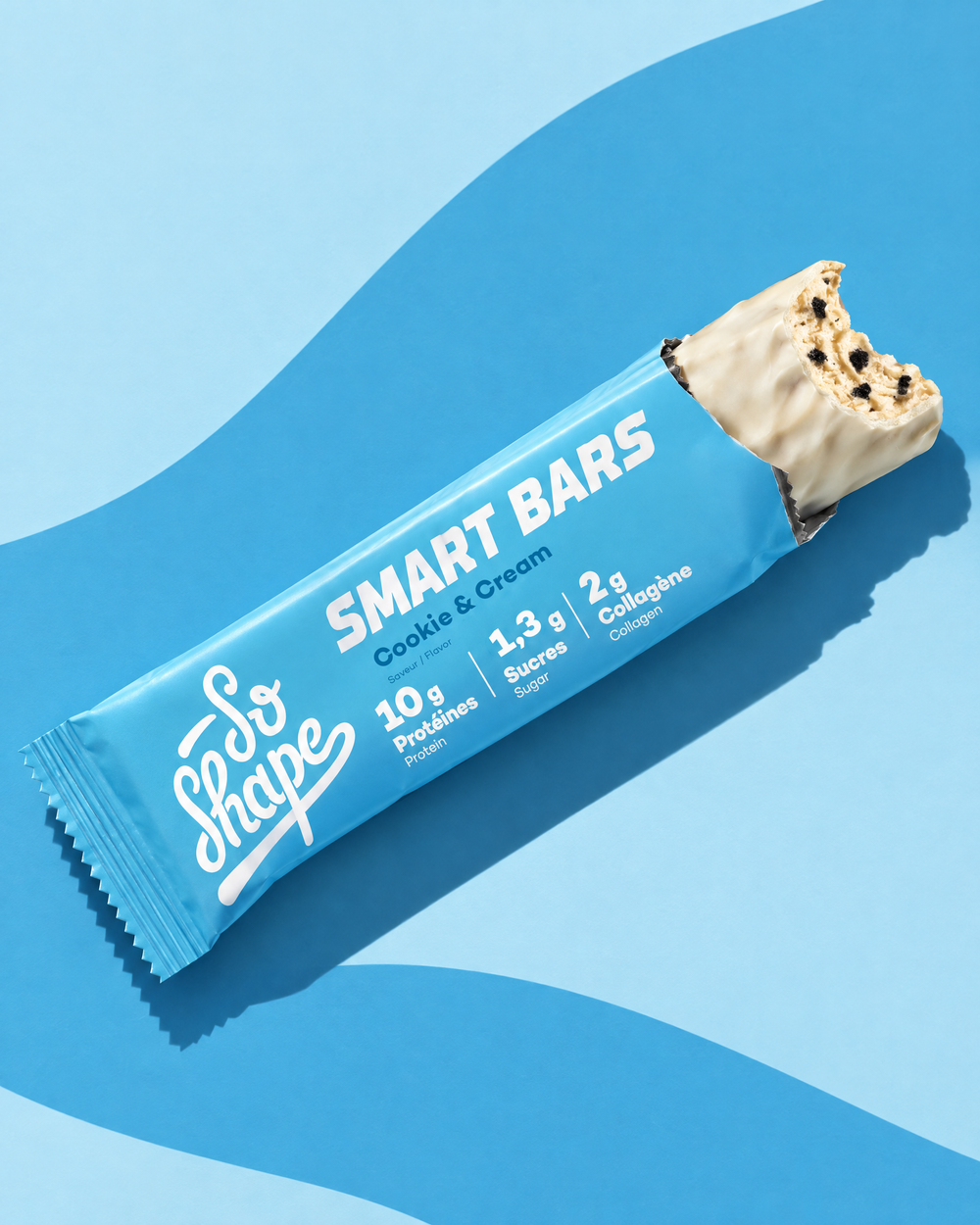 La barre Smart Bars Cookie Cream ouverte